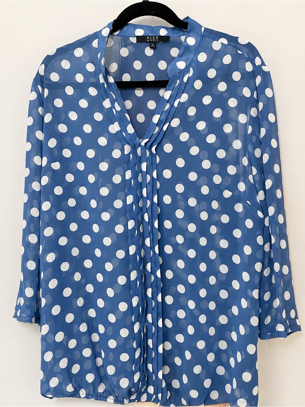 Alex Marie Blue and White Polka Dot Tie-Front Blouse